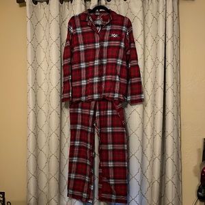 Flannel Christmas pajamas set red plaid Large
